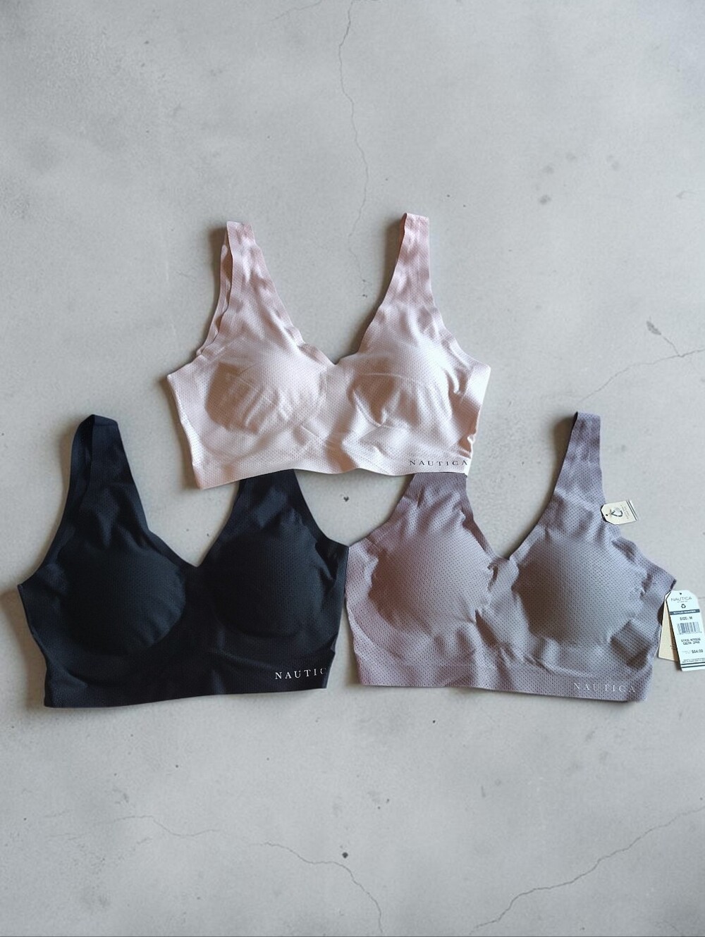 Nautica Laser Lounge No-Show Wireless Bralette Set Of 3
